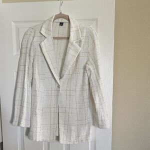 Elegant White and Gold Women's Blazer